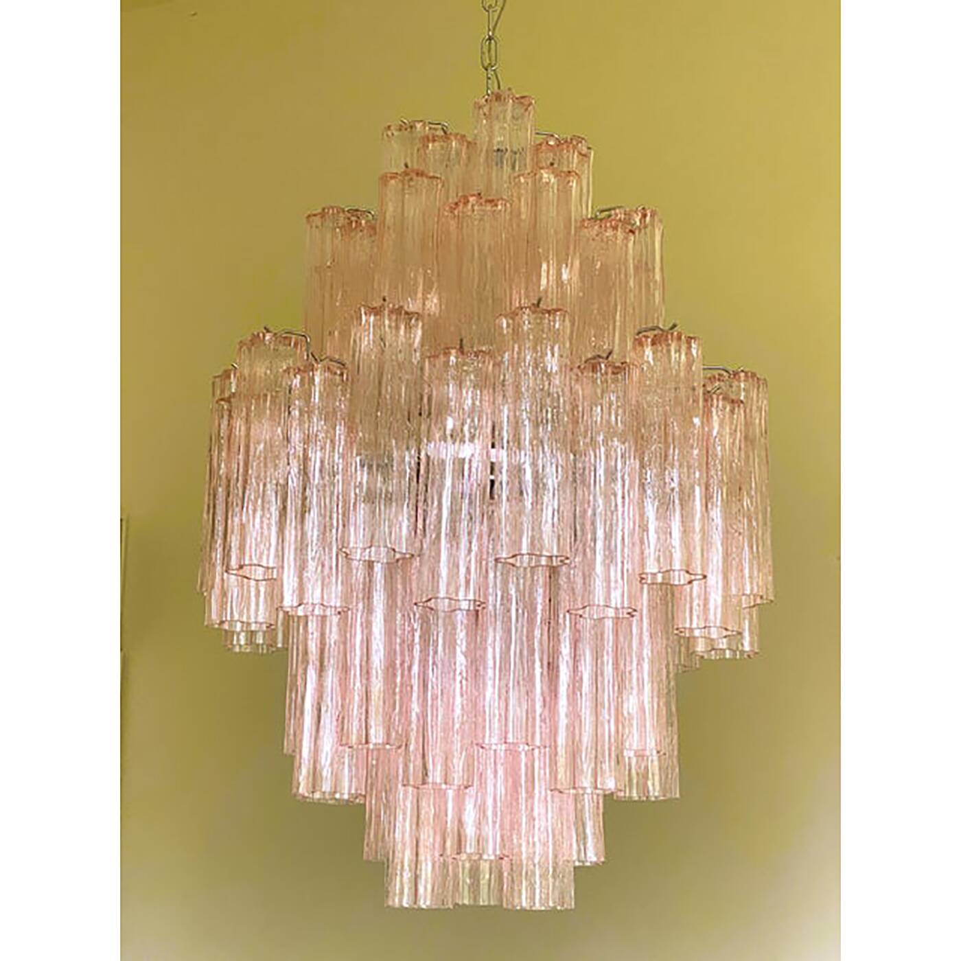 Contemporary Pink “Tronchi” Murano Glass Chandelier