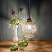 Vintage amber glass tulip pendant light
