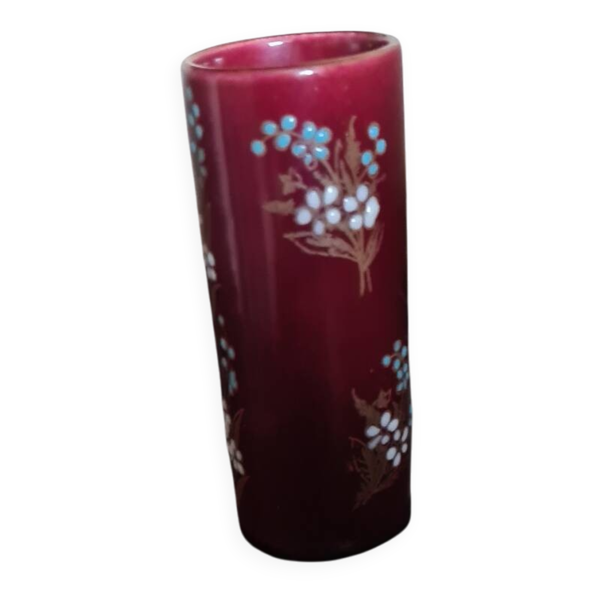 Antique Gien cylinder vase