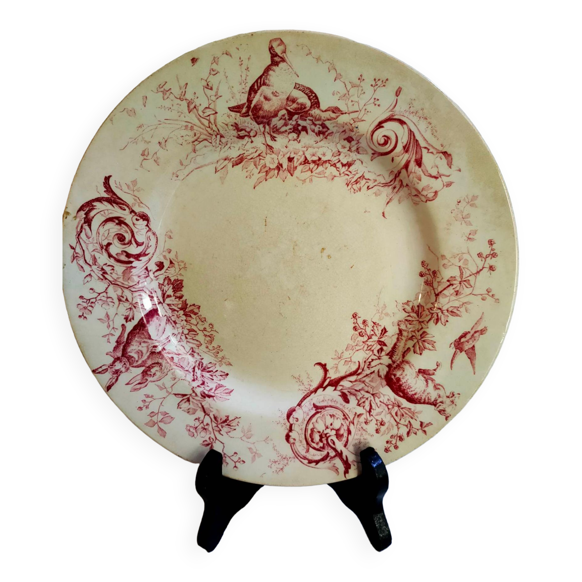 Assiette plate terre de fer faïence de Lunéville K/G
