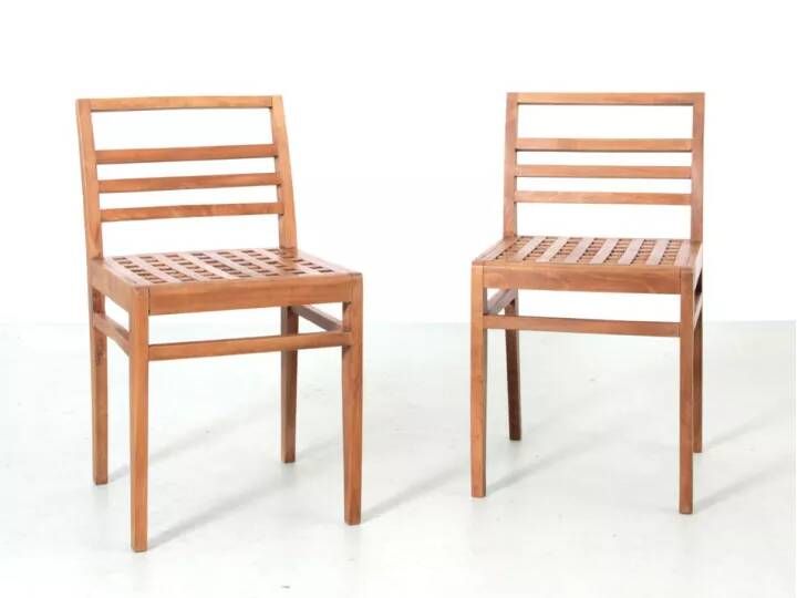 Paire de chaises caillebotis modèle 103, 1941, René Gabriel