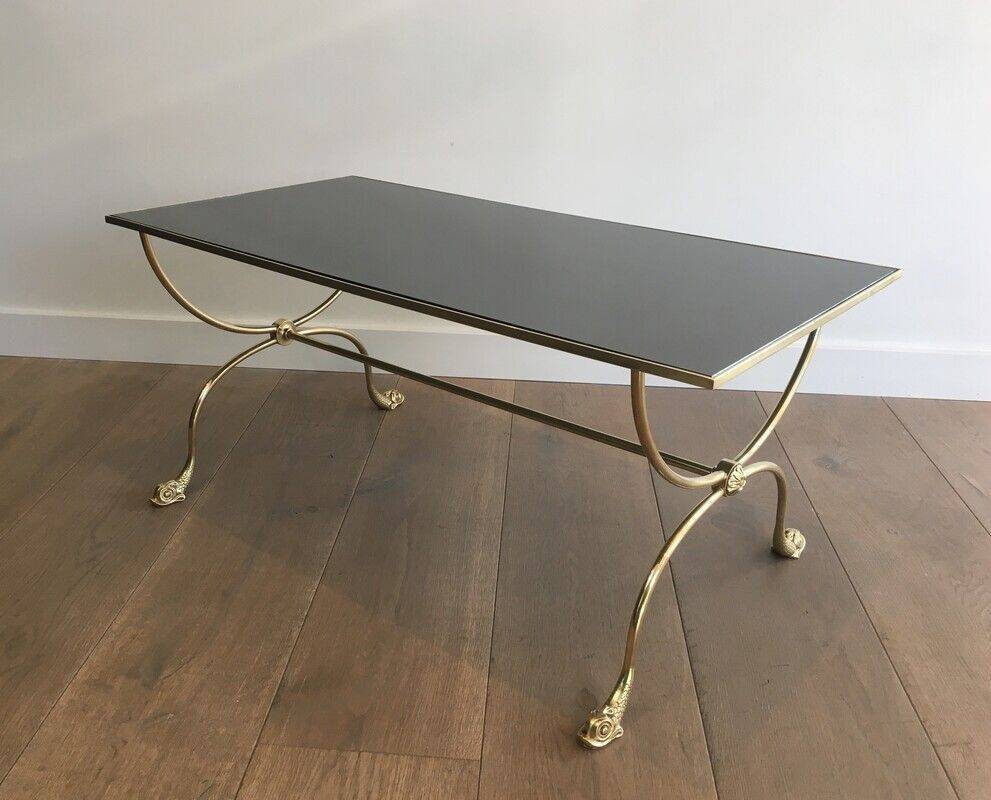 Brass coffee table. Maison Jansen.