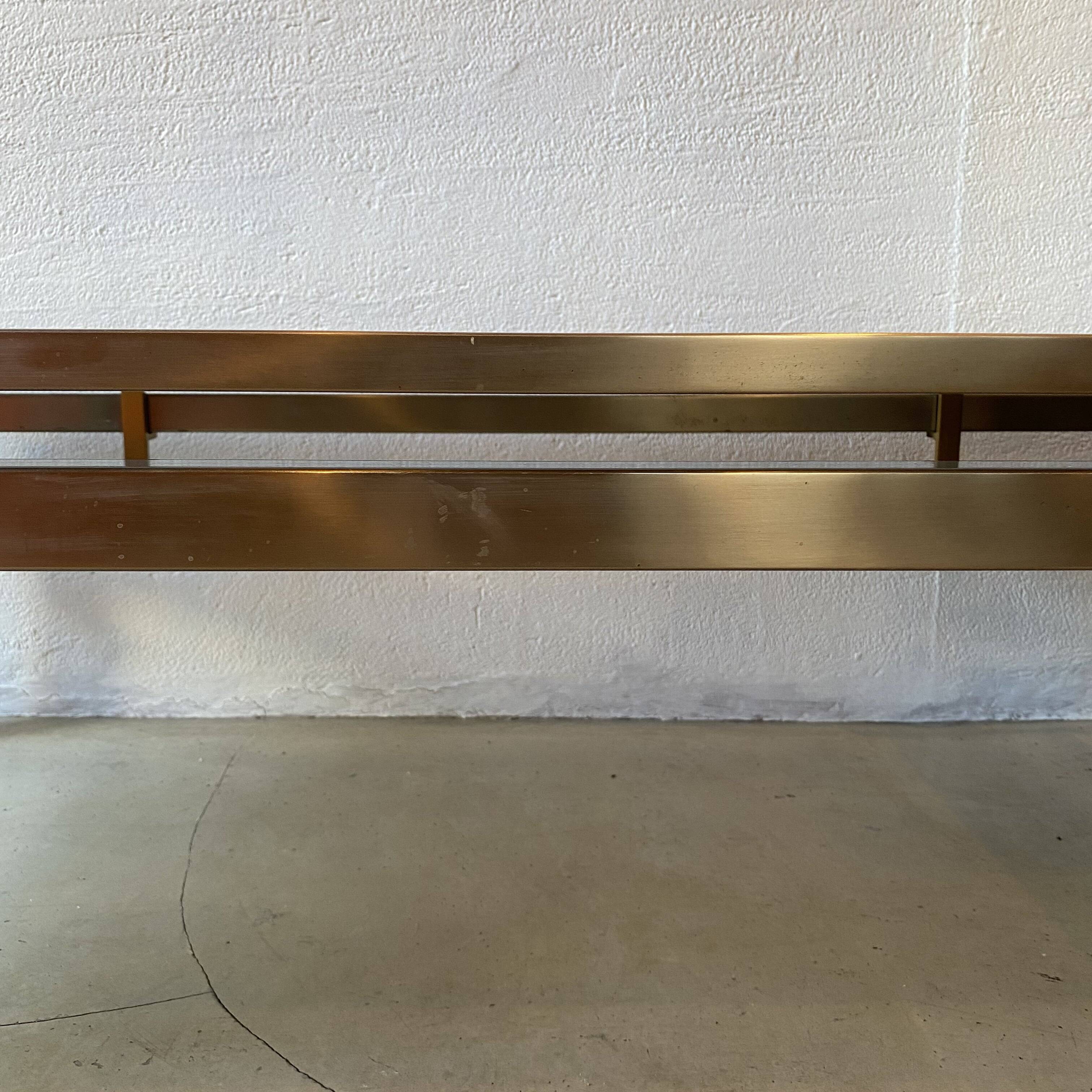 Guy Lefèvre Coffee Table for Maison Jansen, Brushed Steel and Brass