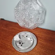 Vintage textured glass ceiling light, geometric patterns, Wila, 1970.