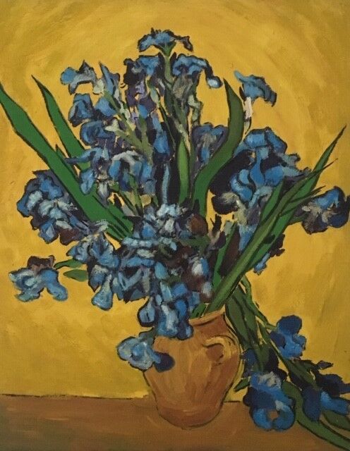 Oil on canvas Bouquet of iris