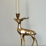 Vintage brass stag candlestick holder