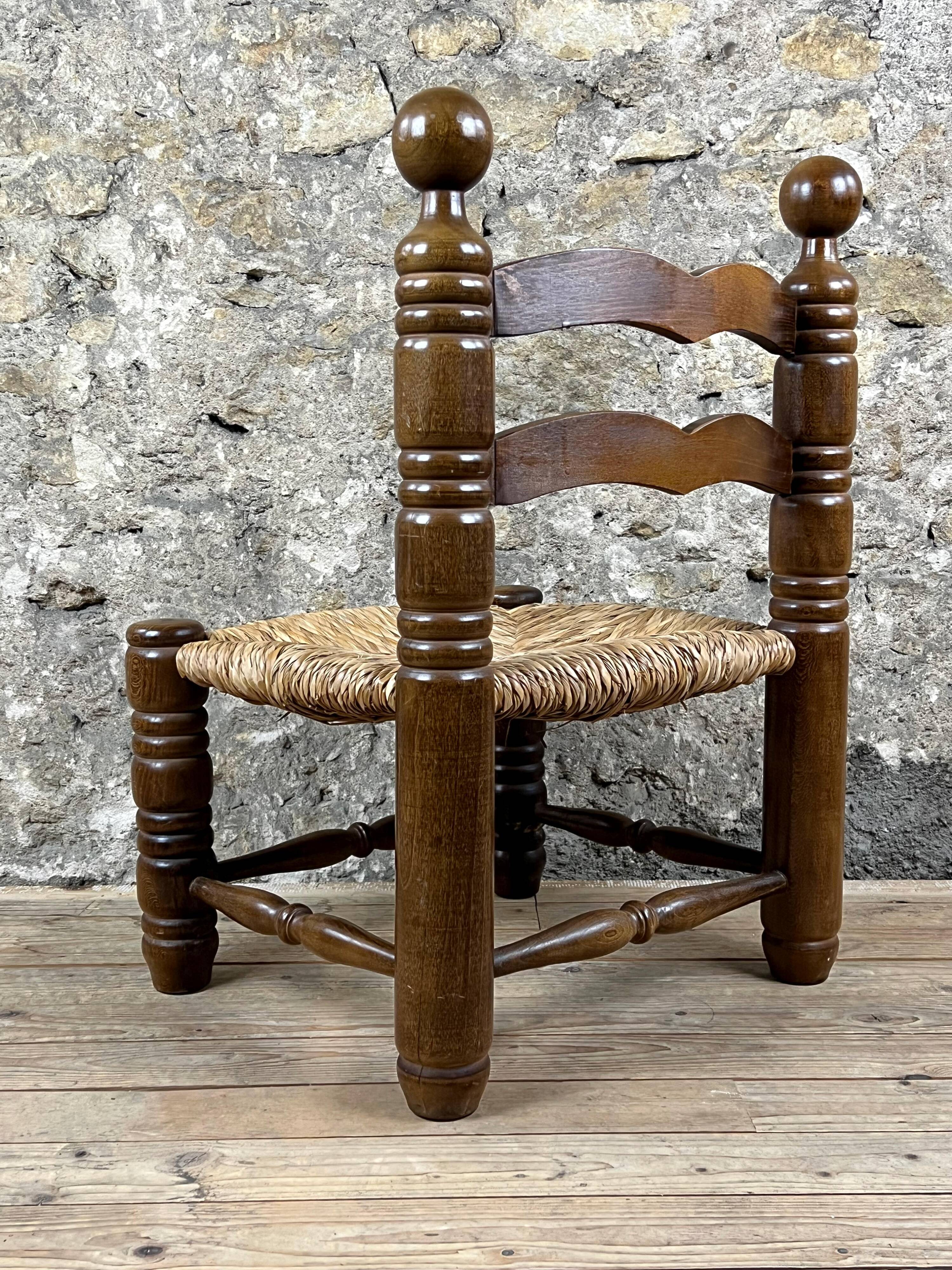 Chair Fireplace Wood & Straw Mountain Chalet Country Cottage No Dudouyt 60's