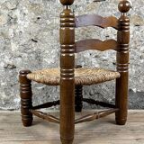 Chair Fireplace Wood & Straw Mountain Chalet Country Cottage No Dudouyt 60's