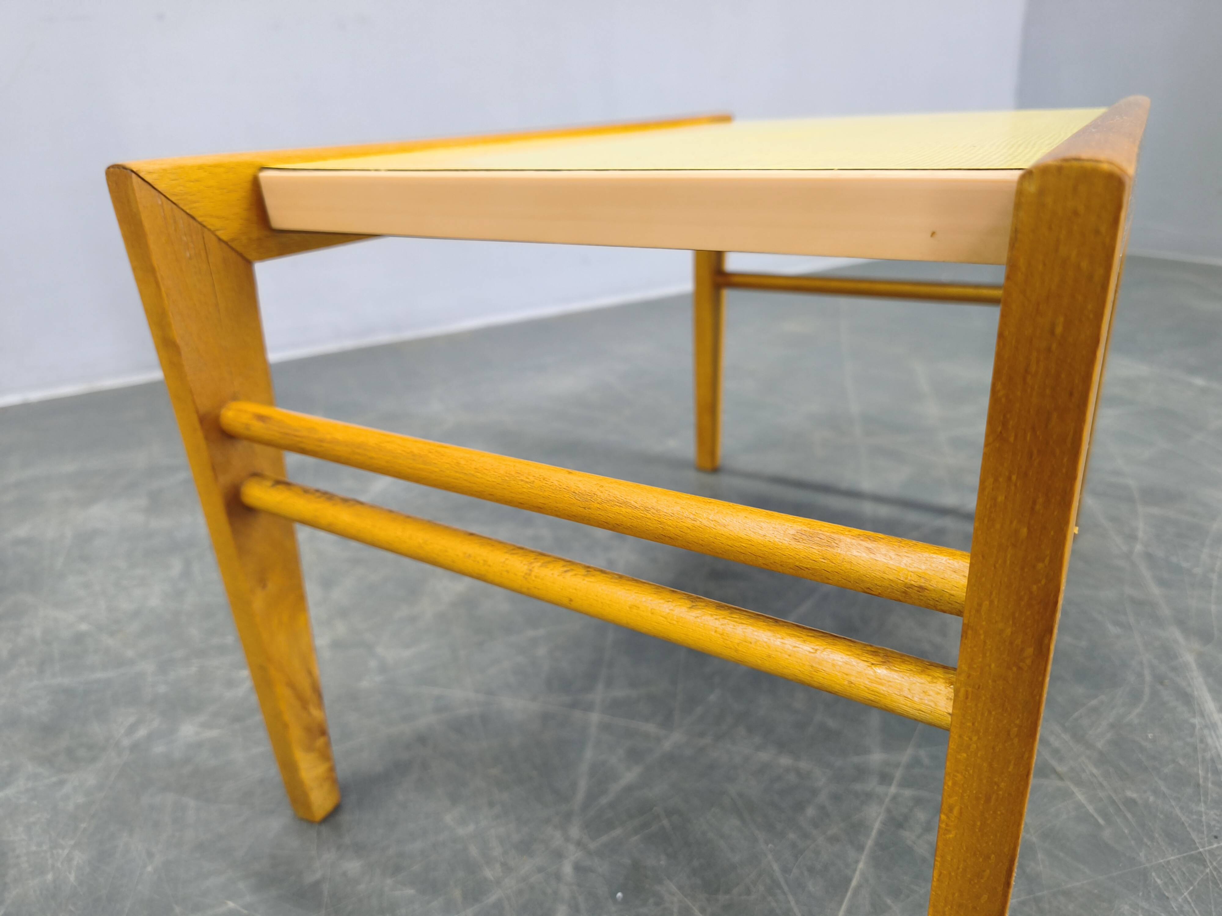 Mid Century Beech Plant Stands with Umakart Tops, 1970s Set