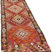 Tapis kilim vintage Herki tissé à la main en Turquie 100 cm x 345 cm