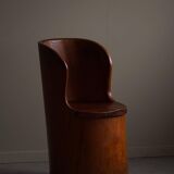 Hand-carved primitive chair made from pine logs, modern Swedish, Wabi Sabi, 1960s.