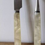 Stainless steel and mother-of-pearl serving cutlery