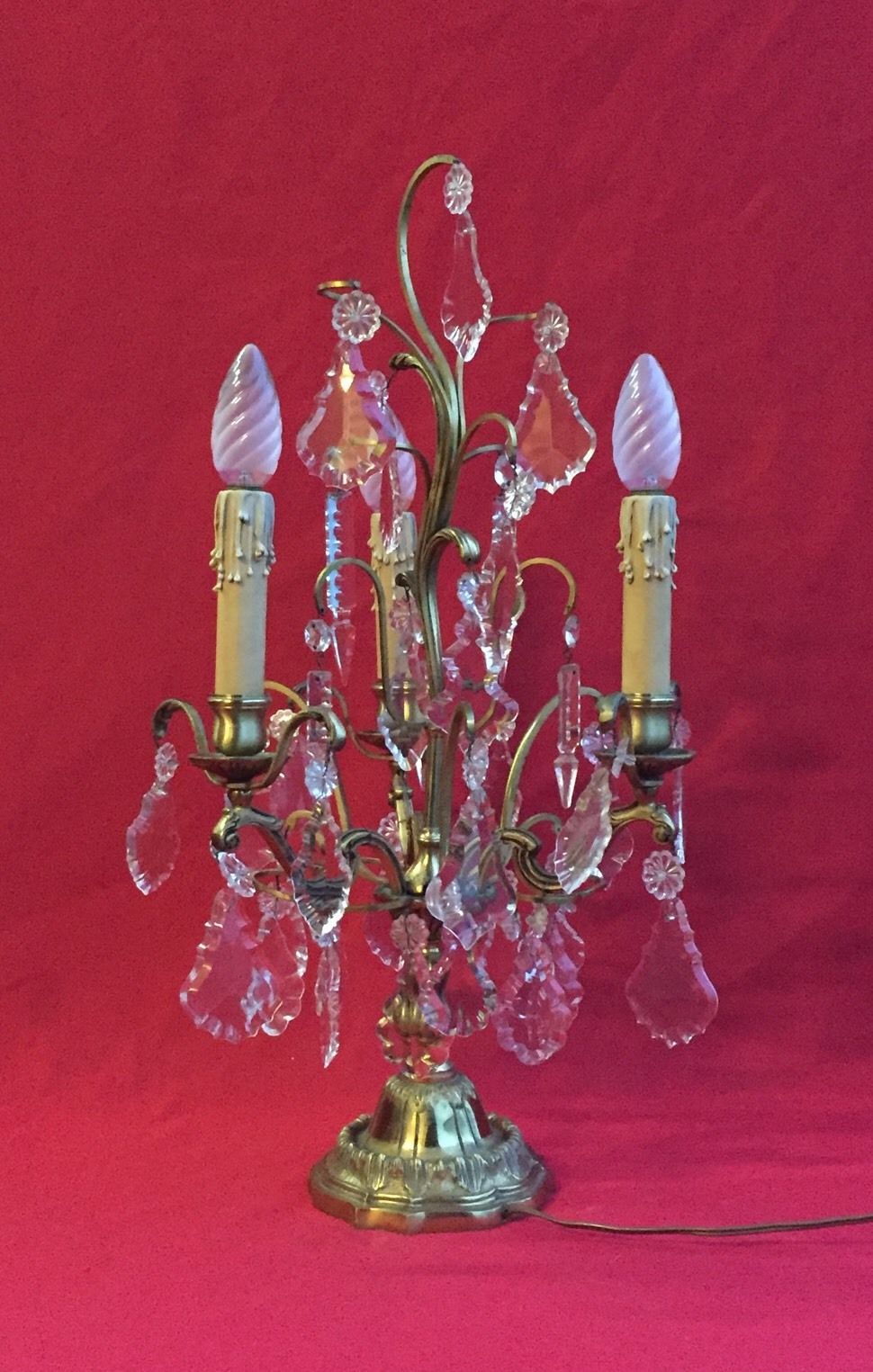 Pair of crystal tassels with bronze frame
