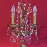 Pair of crystal tassels with bronze frame