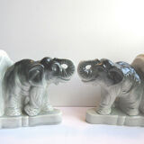 Ancient ceramic art deco bookends, elephant on terrace, no. 2325