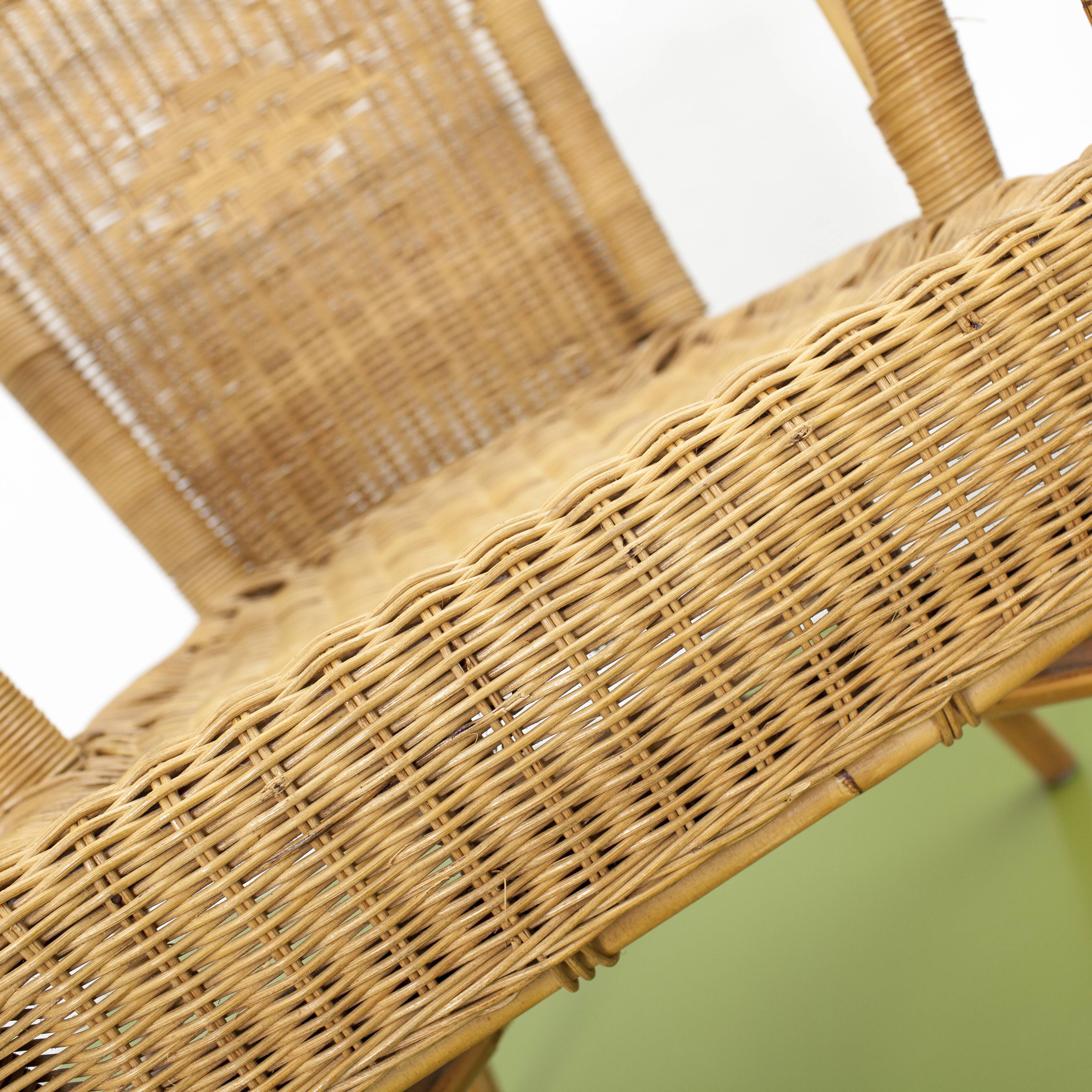 Pair of rattan and wicker armchairs 1960s