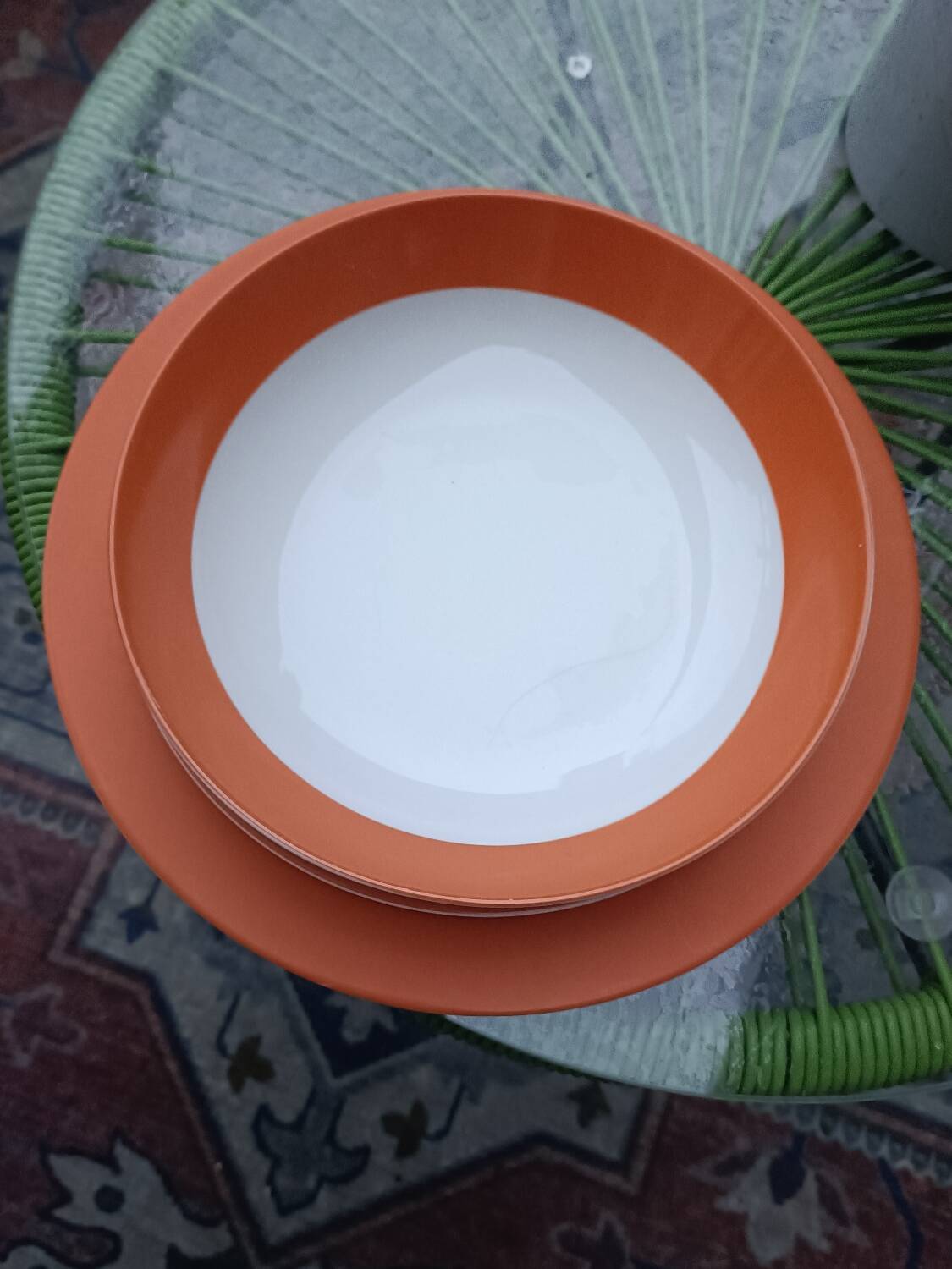 Orange Limoges porcelain plates
