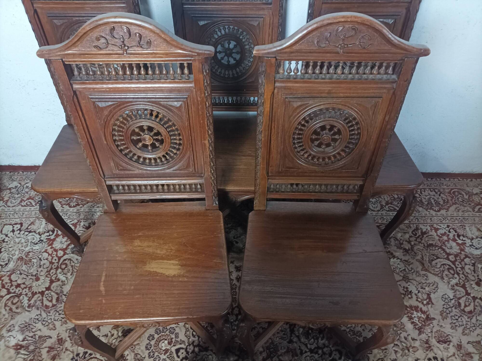 Set of 6 Art Deco oak chairs