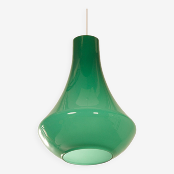 Lampe à Suspension française en Verre Opalin Vert, 1960s