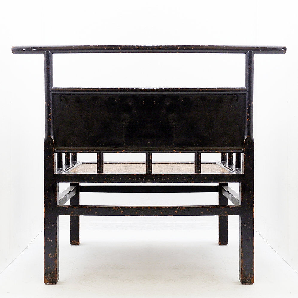 Pair of "meditation" chairs in lacquered wood and rattan - Japan, early 20th century