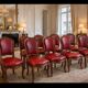 Set of Louis XV Cabriolet Chairs – Carved Wood & Bordeaux Leather