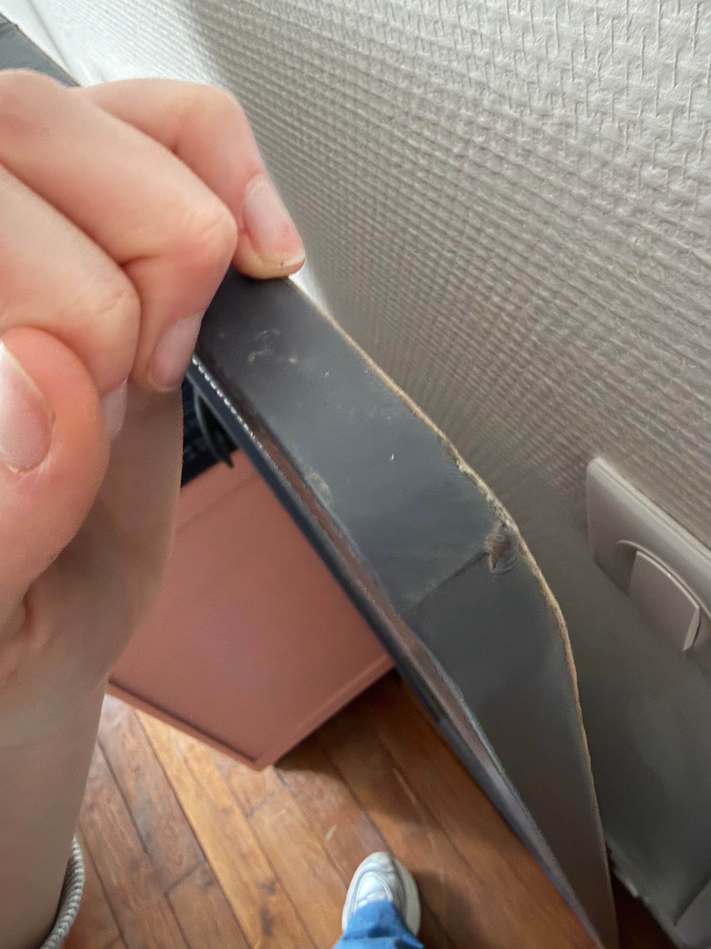 Large grey leather mirror