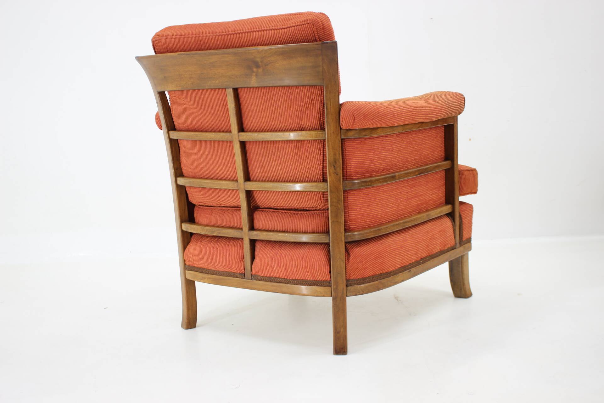 1930s art deco armchair with tabouret, czechoslovakia