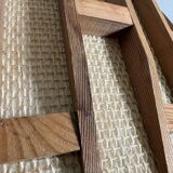 Scandinavian pendant light from the 1960s, made of wood and fabric