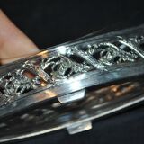 Empire salt shaker in silver metal ALPACA Saleron Napoléon III shuttle laurel frieze