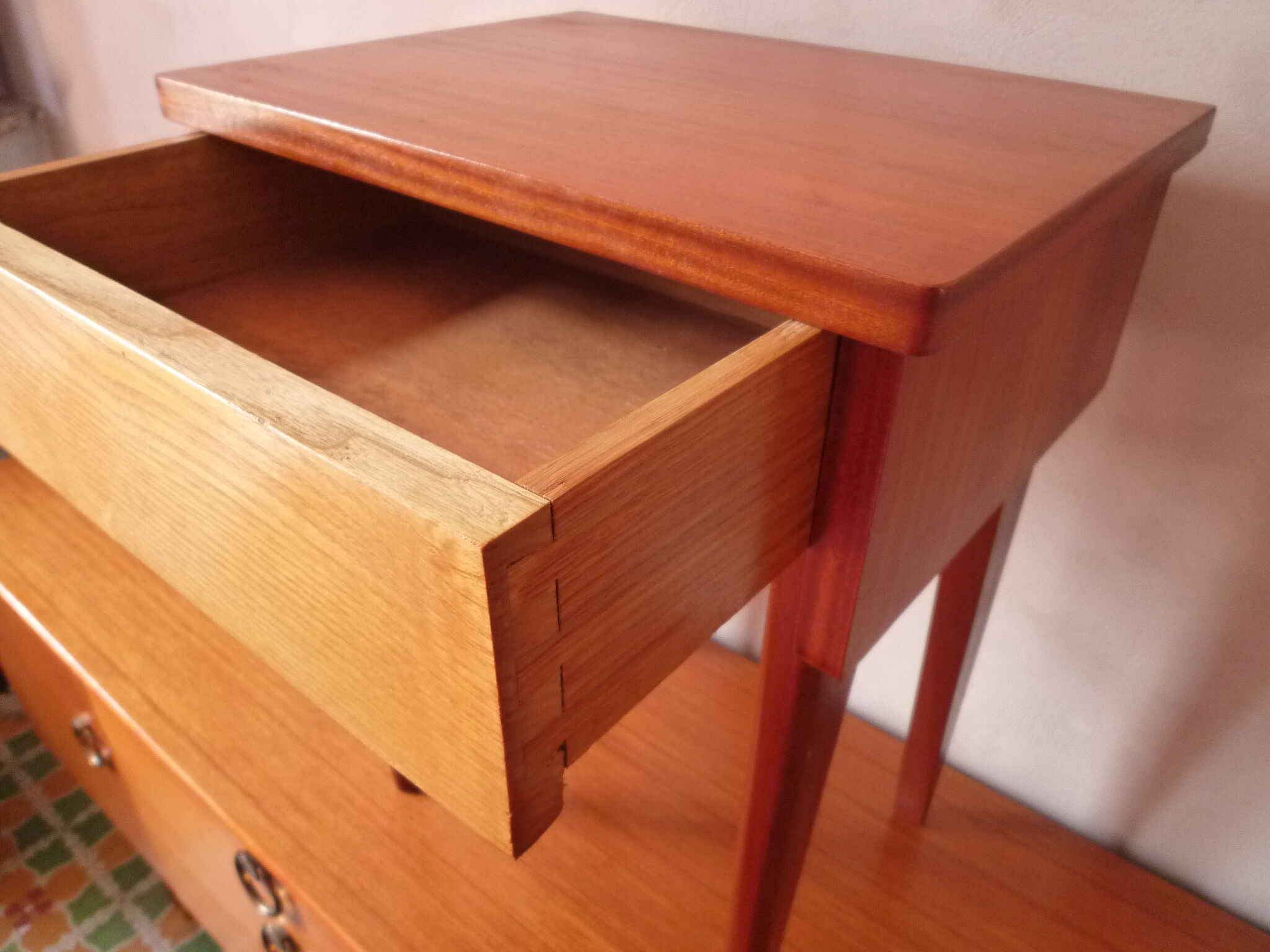 Scandinavian wooden bedside table
