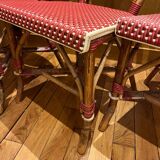 4 chaises bistrot Bamboo - rouge et crème