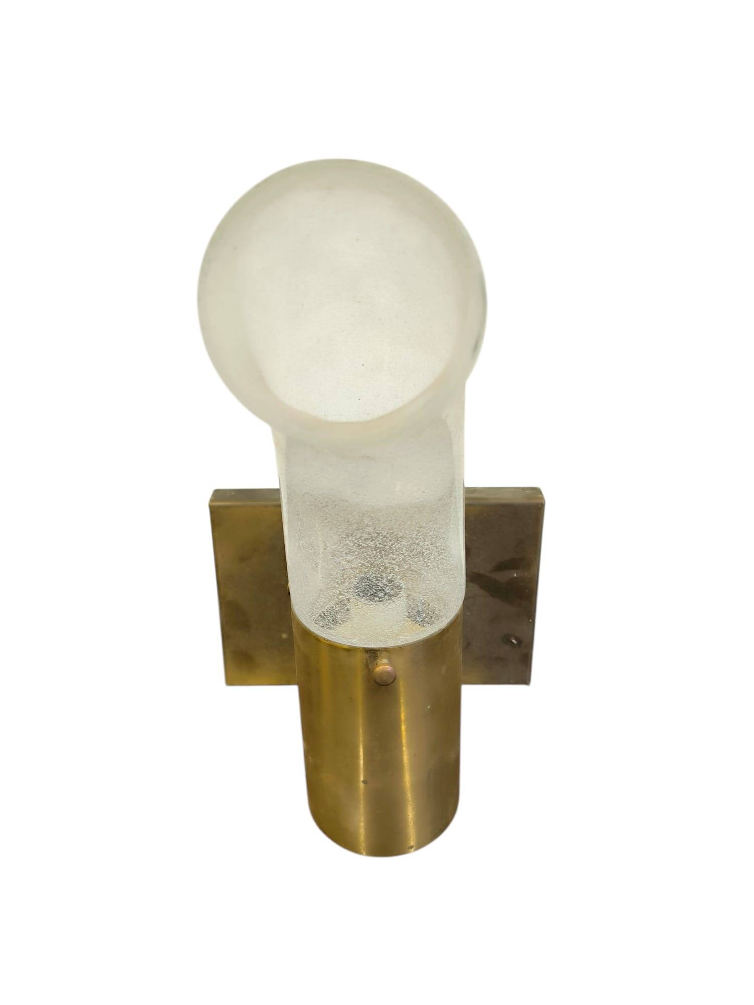 Brass and Pulegoso Glass Wall Lamp attributed to Aldo Nason for Mazzega 1960s