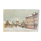 Watercolor painting "Gengenbach" in 1942 Germany signed Greinke (?)