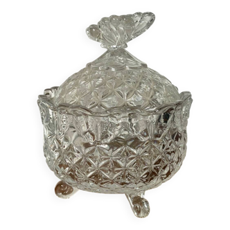 Crystal sugar bowl with butterfly motif