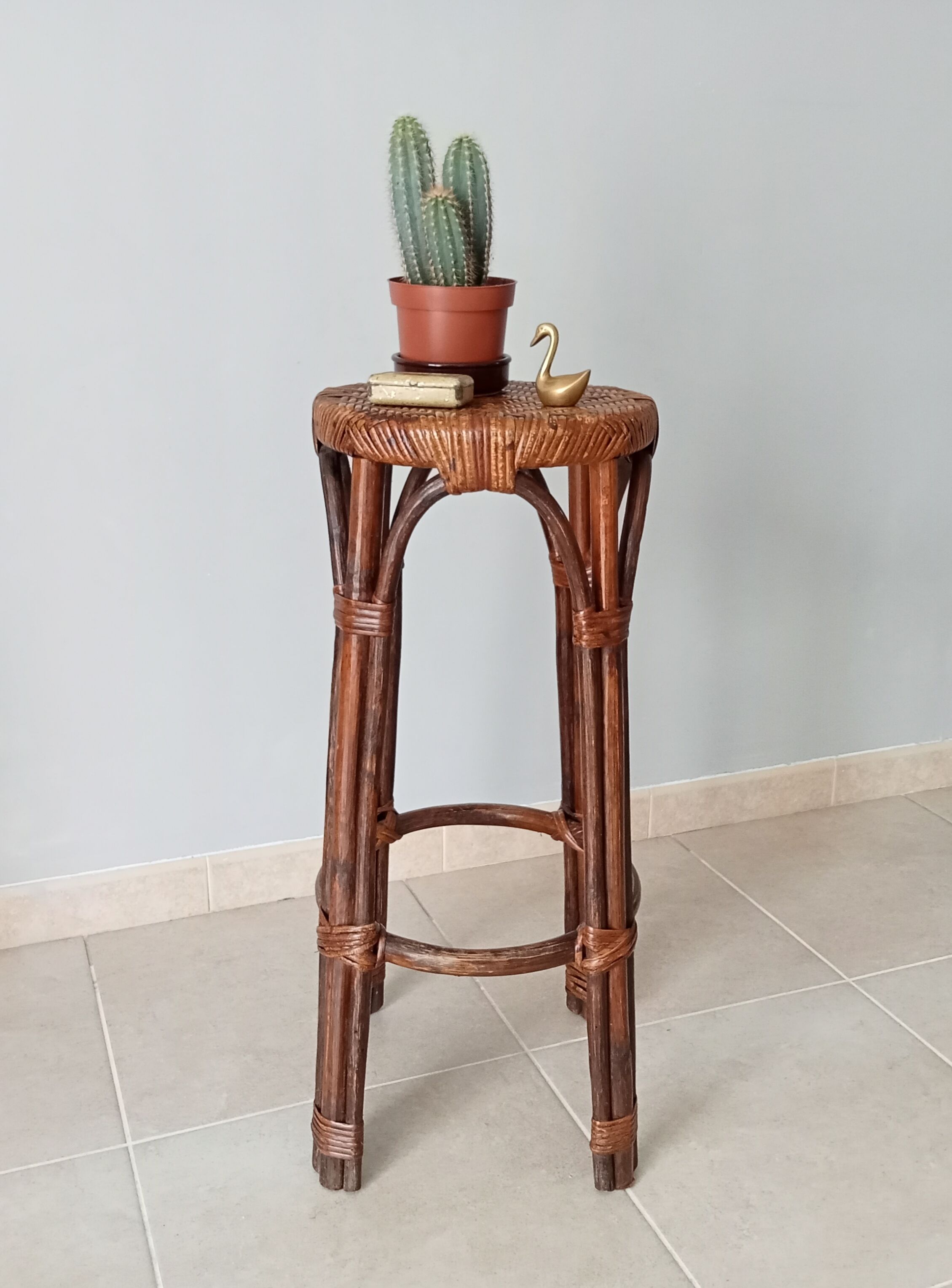 Vintage rattan high stool 60s/70s