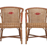 Pair of rattan armchairs year 50/60