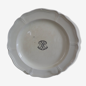 Wedgwood plate in English earthenware 19th black monogram