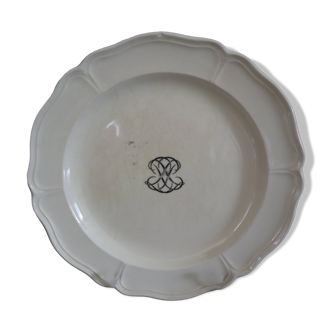 Wedgwood plate in English earthenware 19th black monogram