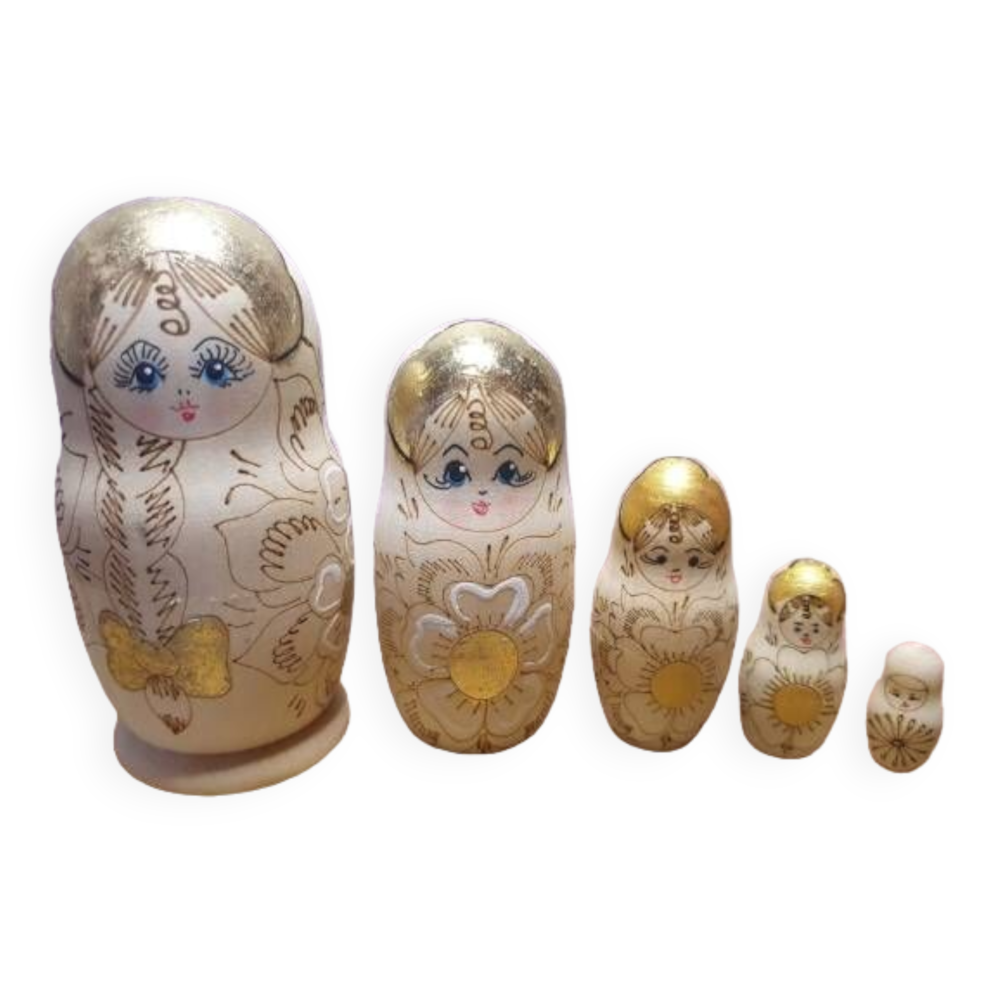 Pyrographed matryoshka Russian doll