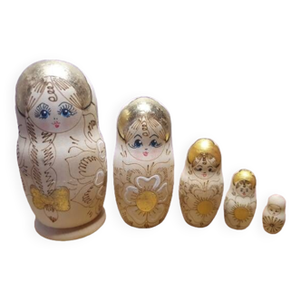 Pyrographed matryoshka Russian doll