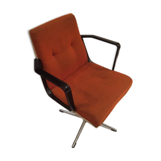 Fauteuil de bureau orange pivotant vintage