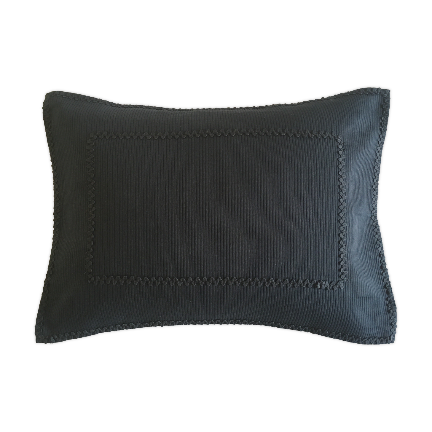 Housse de coussin 60s en piqué de coton bordée de croquet
