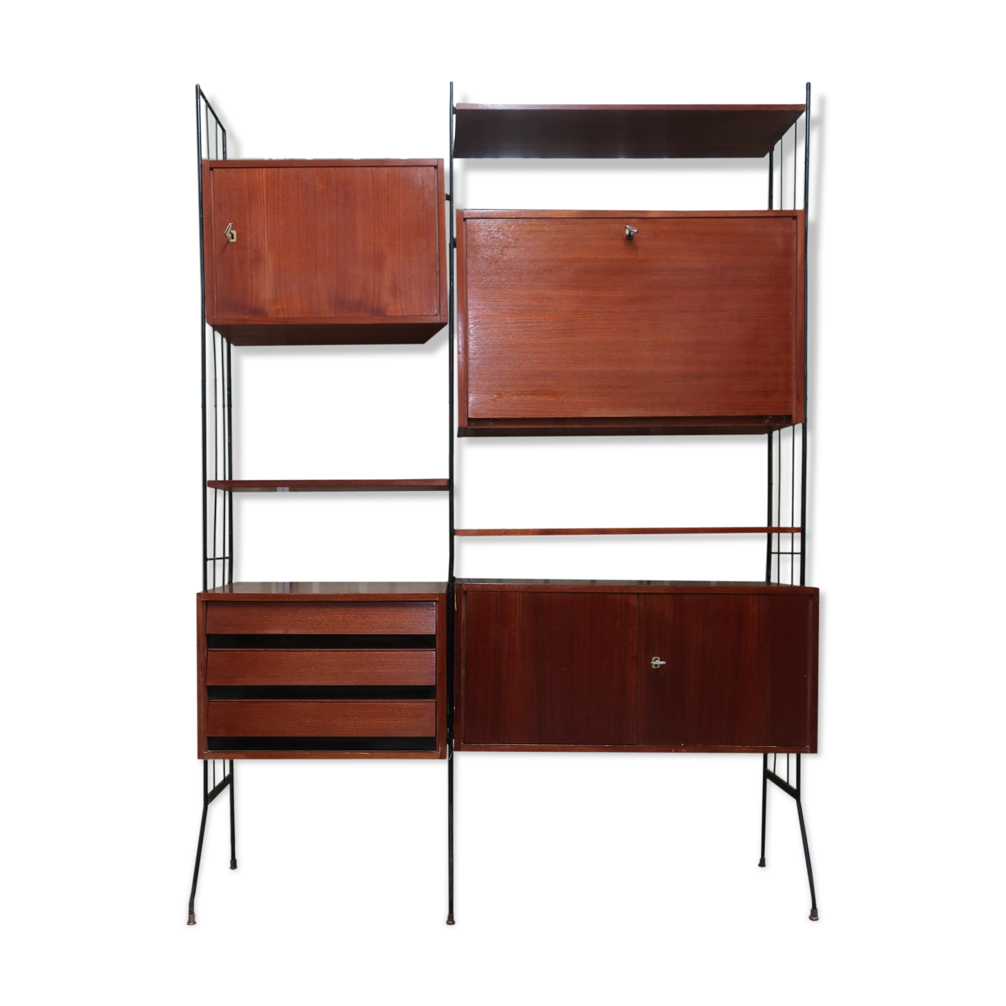 Library, 60s teak shelf on feet