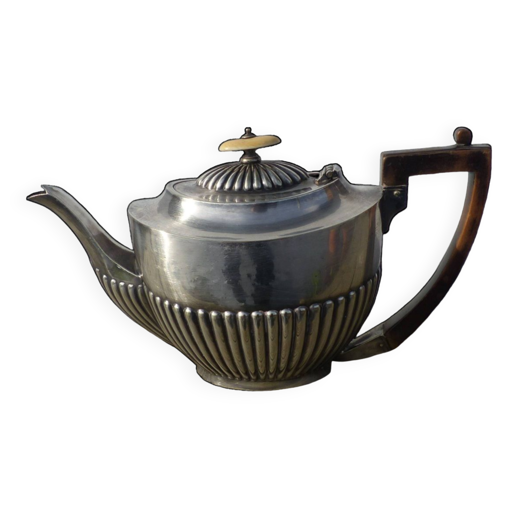 Silver metal teapot