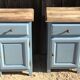 Pair of walnut bedsides from the 1950s patinated in lectoure blue