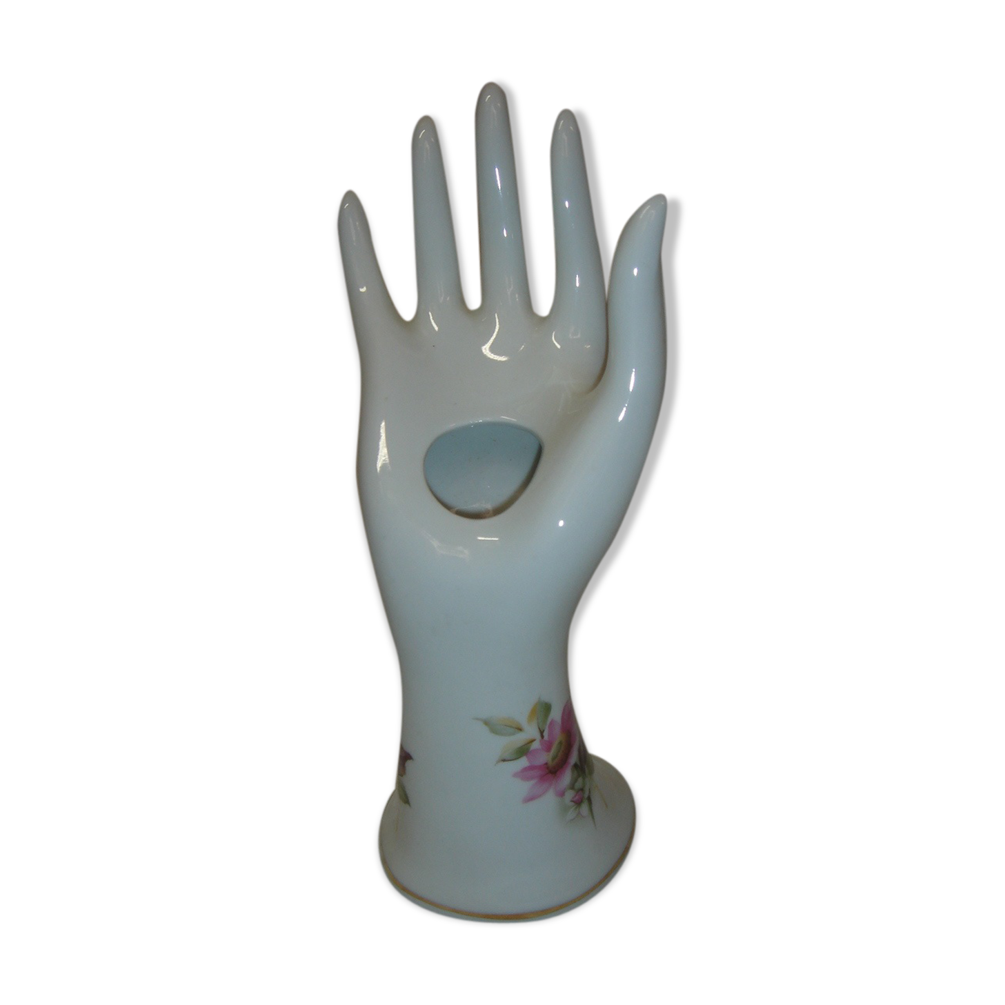 White hand ceramic soliflore with decorations