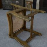 Set of 6 oak dining chairs with rush seat and 'Echelle' backrest in the style of Guillerme et Chambron 1950s