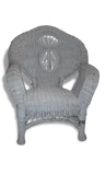 Braided white rattan chair.