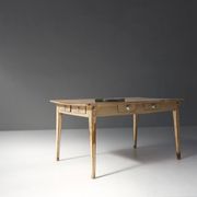 Painted Wooden Farm Table with Tapered Legs, France 1800s