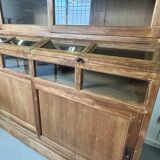 Large antique glass-fronted cabinet made of solid wood – Late 19th century